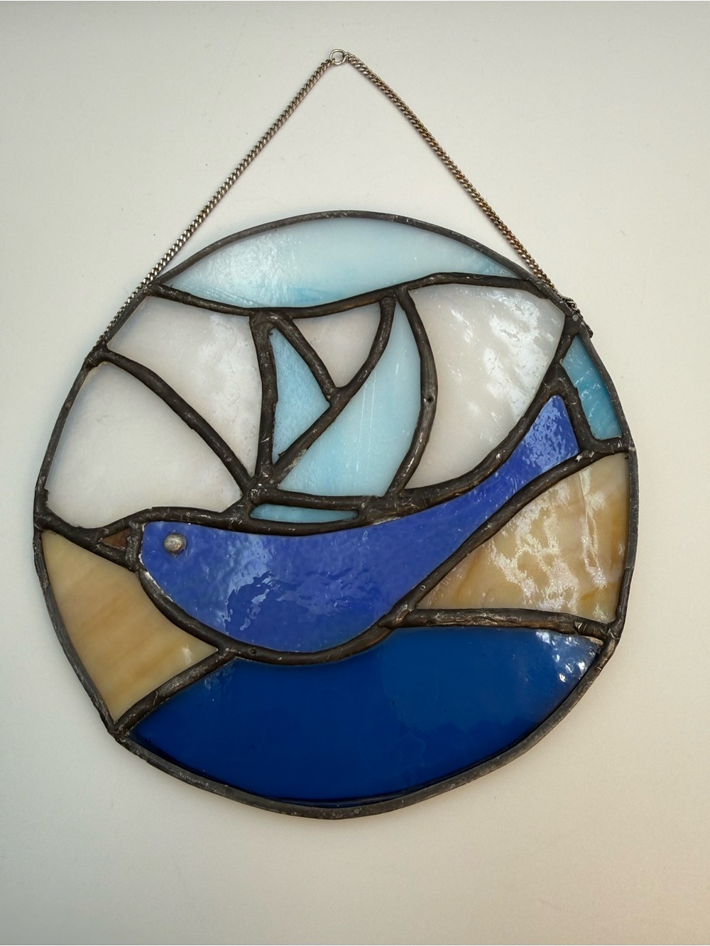 Blue Bird Stained Glass Wall Art - Handcrafted Home Accent